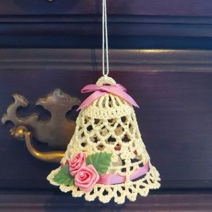 Vintage Crochet Bell Rustic Country Christmas Ornament 3"
